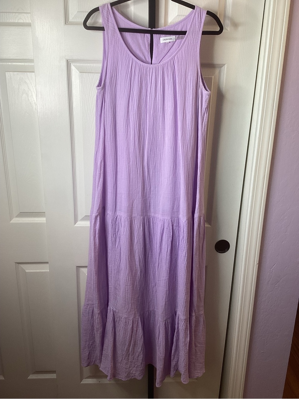Calvin Klein Lilac Sleeveless Tiered Maxi Dress, size Small